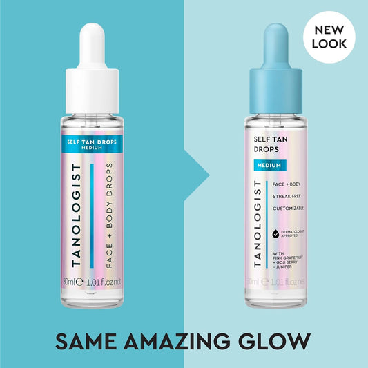Face and Body Self Tan Drops, Medium - Bronzing Drops - Illuminating Self Tanning Drops, Natural Ingredients & Vegan - 1.01 Fl Oz